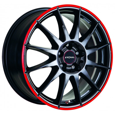 Ronal R54 R15 W6.5 PCD5x112 ET45 DIA76.1 Jetblack-Red Rim