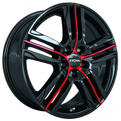 Ronal R57 R17 W7.5 PCD5x105 ET42 DIA56.6 Jetblack Red Spoke