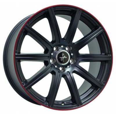 Keskin KT16 Dynamic R19 W9.5 PCD5x112 ET45 DIA66.6 Matt Black Lip Red