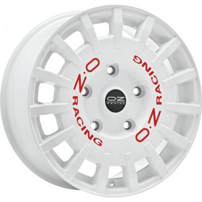 OZ Rally Racing R18 W8 PCD5x112 ET45 DIA75.1 Race White Red Lettering
