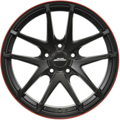 Inter Action Red Hot R16 W7 PCD4x100 ET38 DIA73.1 Dull Black / Red