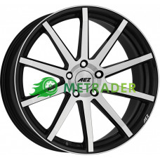 Aez Straight R17 W7.5 PCD5x108 ET48 DIA70.1 Black Polished Front