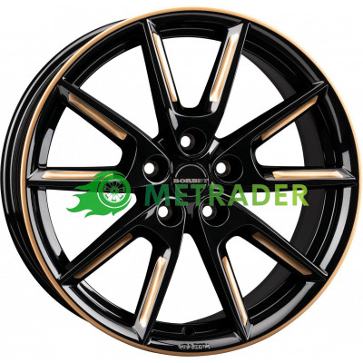 Borbet LX18 R18 W8 PCD5x112 ET48 DIA66.6 Black Glossy Gold Spoke Rim