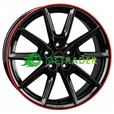 Borbet LX18 R18 W8 PCD5x112 ET40 DIA66.6 Black Glossy Rim Red
