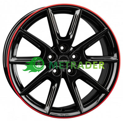 Borbet LX18 R18 W8 PCD5x114.3 ET48 DIA72.5 Black Glossy Rim Red