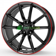 Borbet LX19 R19 W8 PCD5x108 ET45 DIA72.5 Black Glossy Rim Red