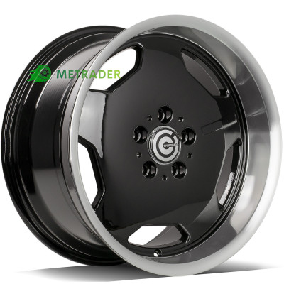 Carbonado Retro R17 W8 PCD5x112 ET35 DIA66.6 Black Glossy Lip Polished