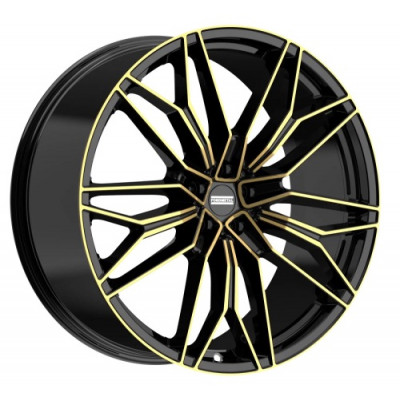 FondMetal STC-23 R23 W10 PCD5x120 ET22 DIA66.5 Black Clearcoat Glossy Gold Machined