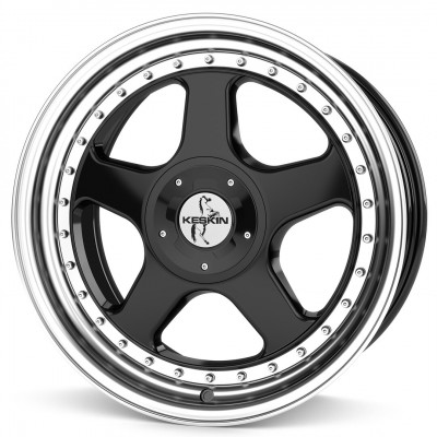 Keskin KT1 Klassik R18 W10 PCD5x100 ET25 DIA72.6 Black Glossy Lip Polished