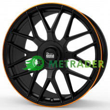 Mam GT1 R19 W9.5 PCD5x112 ET30 DIA66.6 Matt Black Lip Orange