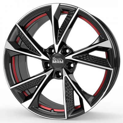 Mam RS6 Black Front Polish Red Inside R16 W7 PCD5x108 ET38 DIA72.6