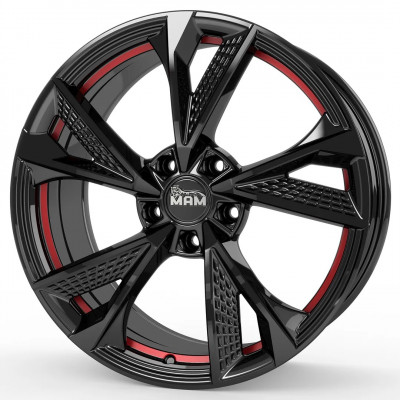 Mam RS6 Black Painted Red Inside R19 W8.5 PCD5x112 ET45 DIA72.6