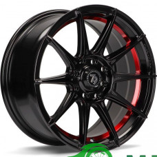 Seventy9 SCF-F R15 W7 PCD4x100 ET35 DIA67.1 Black Glossy Red Inner Lip