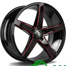 Seventy9 SV-N R18 W8 PCD5x120 ET30 DIA72.6 Black Glossy Milled Red